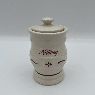 Longaberger Pottery Woven Traditions Spice Jar 1996 Red Nutmeg 4'' x 2.5''