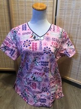 Disney Cartoon Scrubs Scrub Frozen Olaf Large L "warm hugs" Pink Snowman H670 