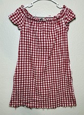 Blue Rain Off Shoulder Gingham Fit & Flare Dress Red White XS 100% Cotton