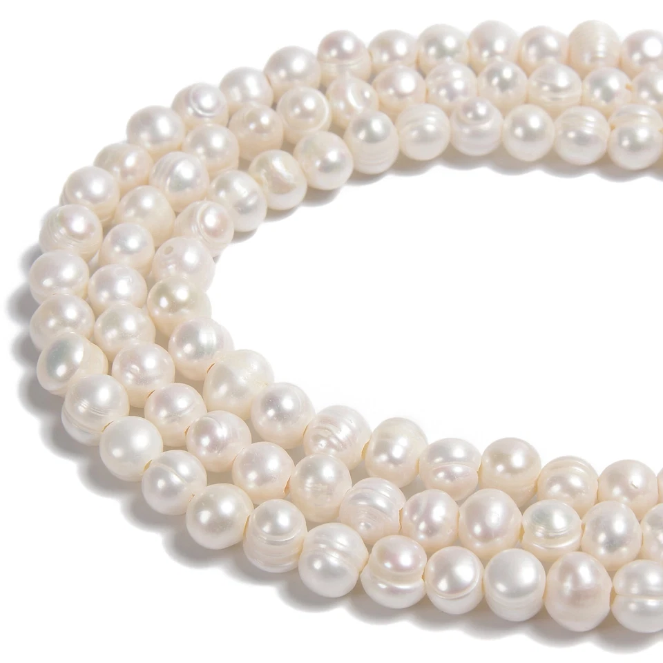 Cuentas con forma de patata de perla de agua dulce de 2,0 mm con agujero de 8 mm 10 mm 12 mm 13 mm 10,5" hilo Foto 2 de 4