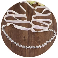 Handmade Flower Crystal Alloy Chain Bridal Sash Rhinestone Wedding Dress Belt 
