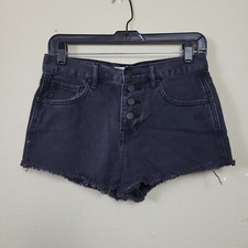 Bullhead Womens Black Dark Wash High Rise Button Fly Jean Shorts Size 27