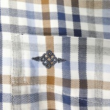 Baileys Mens Shirt Checked Regular Fit Blue Brown Cotton Casual Smart Size L