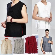 Kung Fu Mens Tang Suits Cotton Tai Chi Chinese Style Uniform waistcoat Coat gift