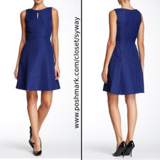 Tahari ASL Fit & Flare Printed Chris Keyhole Dress Size 2
