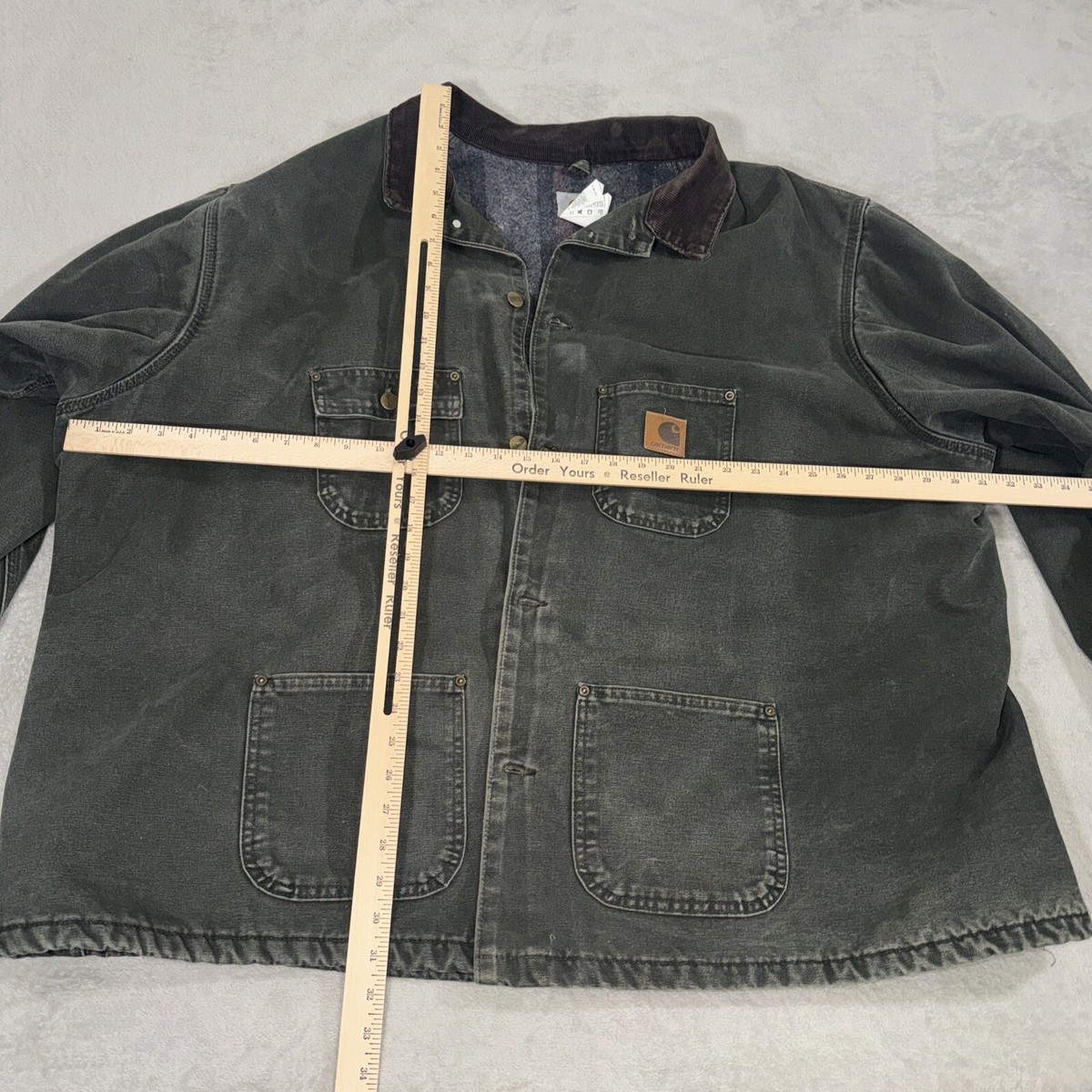 Vtg Carhartt Blanket Lined Coat Chore Jacket Green CO2 MOS Made In