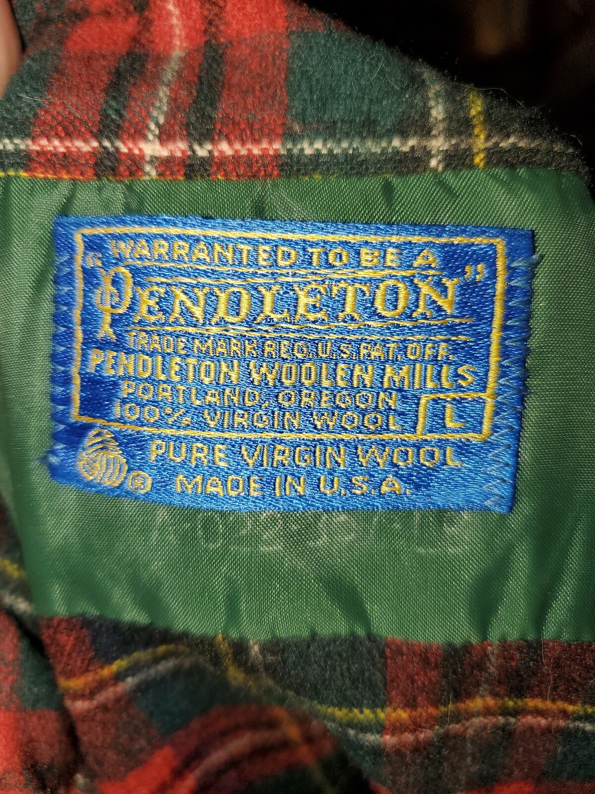 Vtg PENDLETON Red Plaid Wool Loop Collar Flap Poc… - image 6