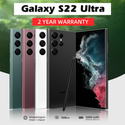 New Sealed Box Samsung Galaxy S22 Ultra 5G 128/256/512GB USA Unlocked GSM CDMA