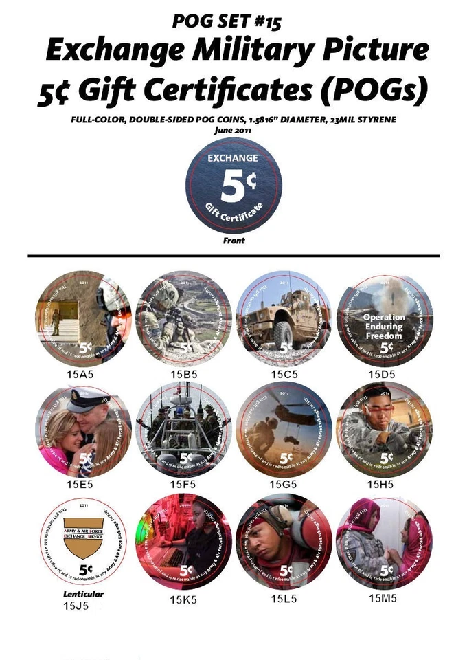 15th Print 5 Cents set About Uncirculation AAFES pogs 2011 - Image 3 of 3