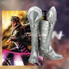 X-Men Apocalypse Gambit Silver Boots Shoes Superhero Cosplay Costume Halloween&