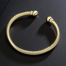 18K Gold Pattern Torque Bangle GF Bracelet Adjustable Heavy Gift Men Gent Filled