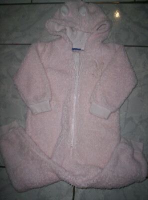 Plüschiger Overal/Hausanzug/Schlafanzug mit ''Häschen'' Motiv, rosa  Gr.86/92