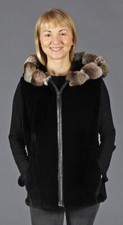 Sale Sheared Beaver Fur Zip Vest Parka With Chinchilla Fur Trim Size 6-8