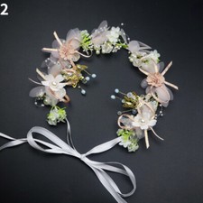 Ladies Children's Garland Flower Headband Beads Headwear Lace Up Fairy Princess