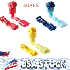 T-Taps Wire Terminal Connectors Insulated 22-10 AWG Quick Splice Combo Kit 60pcs