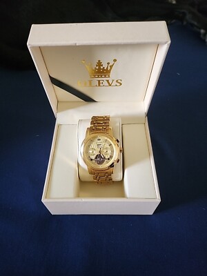 OLEVS Mens Watch Mechanical Automatic Skeleton Gold Waterproof Stainless Steel