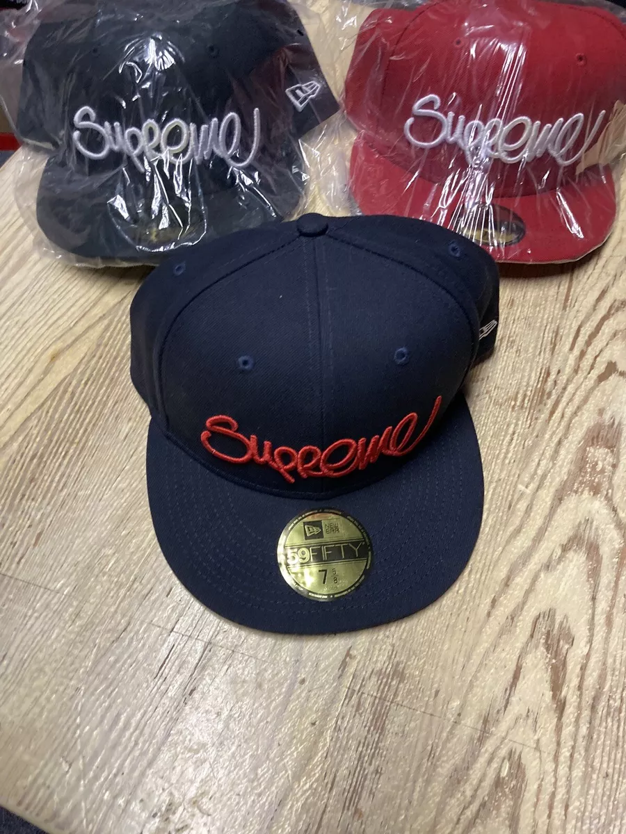 Supreme S Logo New Era® 59FIFTY Baseball Hat Dark Blue with Red. New 7 5/8