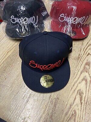 Supreme S Logo New Era® 59FIFTY Baseball Hat Dark Blue with Red. New 7 5/8  | eBay
