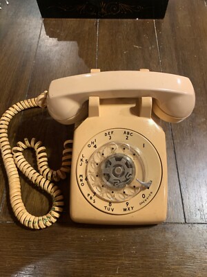 VTG Western Electric Bell South Rotary Desk 500 DM Telephone Beige Tan Dial