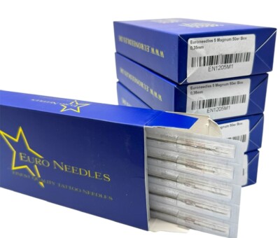 Abverkauf 5M1 Flach 5Pack Tattoonadeln EURO NEEDLES 250Stück PROFI Tattoo Nadeln