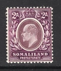 M25785 Somaliland 1909 SG47a KEVII: 2a dull & bright purple on chalky paper. LMM