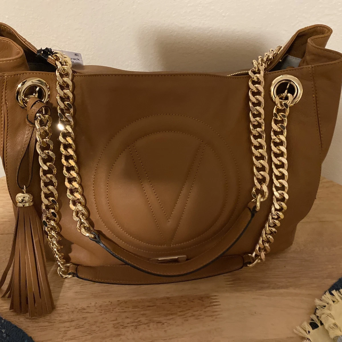 Valentino Handbag by Mario Valentino: VERRA VA 3630 BROWN LEATHER & GOLD  NWT 