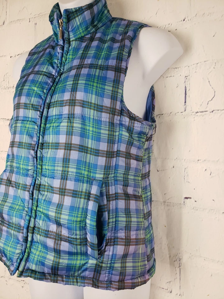 Jane Ashley Zip Front Multicolor Plaid Vest Large Polyester Satin 2 pocket Lined - Изображение 4 из 4