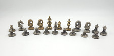 20 pcs Vintage Pewter Chess Pieces Various Pc...