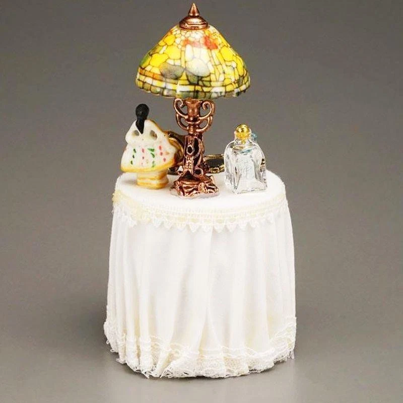 Night Table Filled 1.703/0 Bedside Reutter Porcelain Lamp DOLLHOUSE Miniature - Image 4 of 4