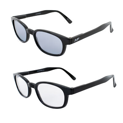 2 Pairs MotoFrames Lockdown Riding Glasses w/ Black Frames Blue Clear Lenses