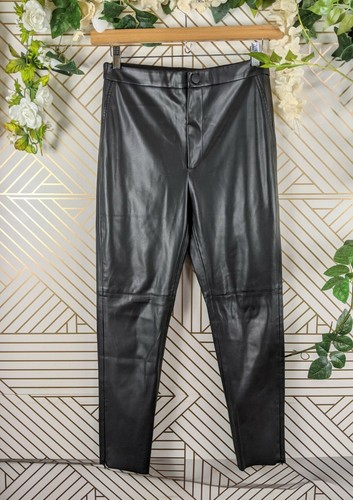 Zara Black Faux Leather Pants Ankle Zipper Detail Size large | eBay