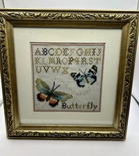 ABC Butterfly Completed Counted Cross Stitch Framed