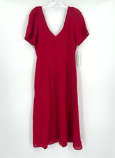 Reformation Womens Red V Neck Short Sleeve Midi Ophelia Dress Sz 10 NWT