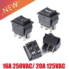 1PCS KCD4 Black Rocker Switch Power Switch ON-OFF-ON 3 Position 6 Pins