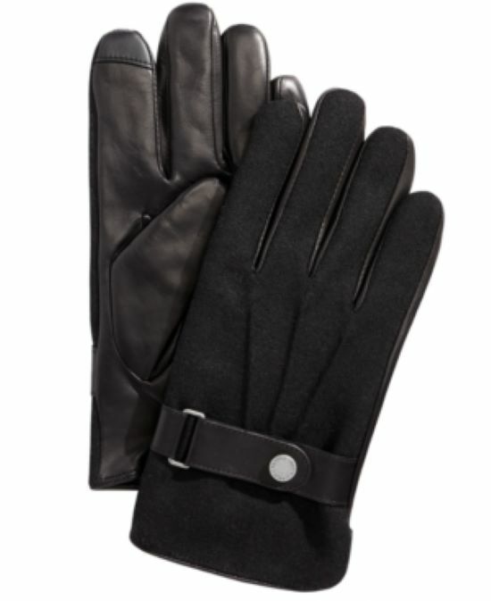 Polo Ralph Lauren mens Melton Black Leather Wool Gloves sz XL touch  screen nwt