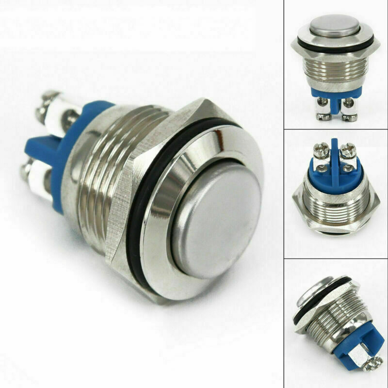 2x QZKJQDD 12mm Wasserdichter Drucktaster – Selbstsichernder Verriegelungsschalter Aus Edelstahl, IP65, 250V/6A, Mit Kabel, Für Auto, Boot & Mehr Wasserdichter Verriegelungstaster