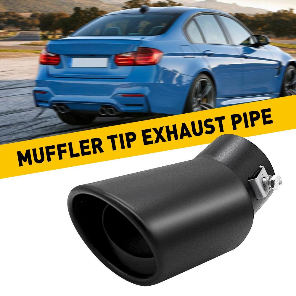 62mm Black Stainless Steel Exhaust Muffler Tail Pipe Tip Bend