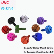 UNC Thumb Screws Mesh Knurled Slotted Hand Tighten Bolts Aluminum Alloy 6-32 10