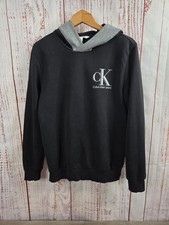 Sudadera con Capucha Calvin Klein Jeans Para Hombre Mediana Negra Gris Pullover Sudadera Logo CK