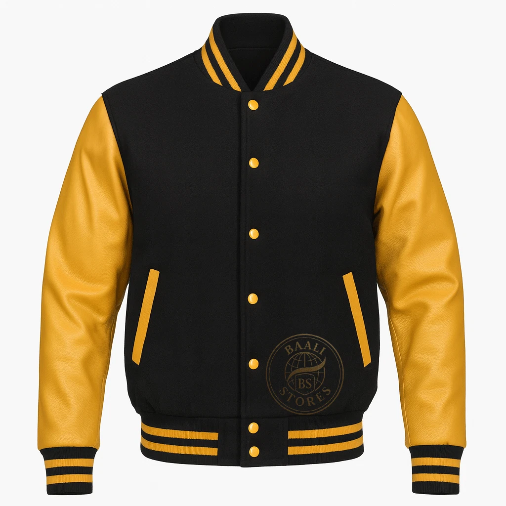 Varsity Letterman Baseball School College Bomber Wool Body Leather Sleeve Jacket