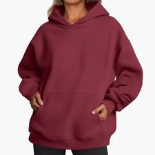 Women Pullover Hoodie Casual Solid Color Streetwear Sports Pockets Activewear