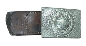 Antique 1935 German Weimar Republic Belt Buckle Gott Mit Uns Eagle w Belt Piece