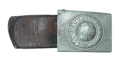 Antique 1935 German Weimar Republic Belt Buckle Gott Mit Uns Eagle w Belt Piece