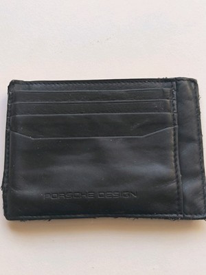 Porsche Design Herren Geldbörse Schwarz Leder (Benutzt) Karte Wallet