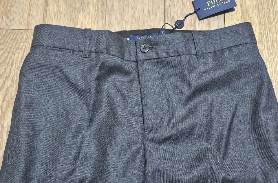 NWT Polo Ralph Lauren Women's Med Gray 100% Wool  30" Straight Tailored Trousers - Image 2 of 4