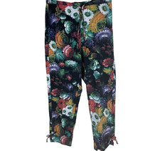 Vintage Jams World Crop Pant Size XS Russian Flowers Dark Floral High Waist