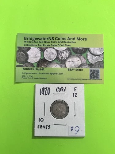 1920 Canadian Silver 10 cent Dime King George V       Trending At $7.50