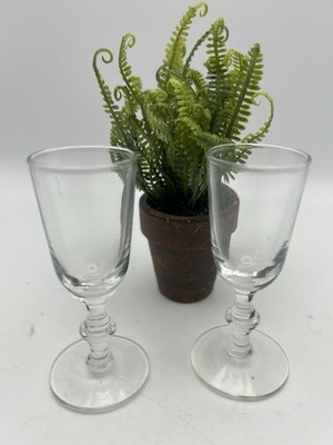Vintage Vodka/Sherry Shot Glass 1 oz Stemmed Set of 2 Glasses Clear Circa 1950's