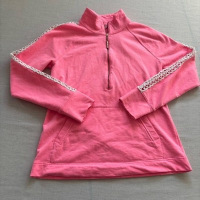 Lilly Pulitzer Skipper Popover Hot Pink Half Zip Sweatshirt S | Preppy Resort