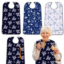 3 Pack Adult Bibs with Crumb Catcher, Washable and Adjustable Bibs for Women,...